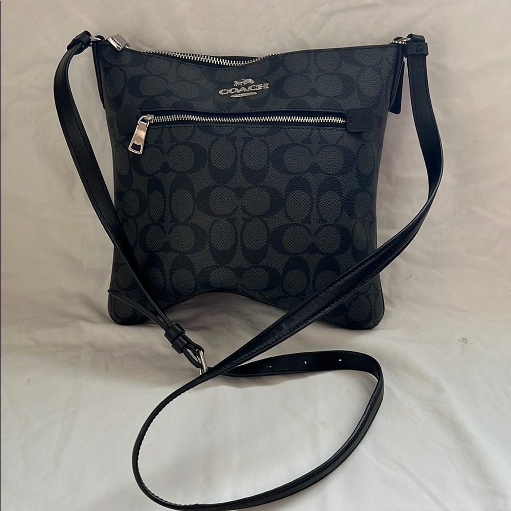 Coach Mini Rowan File Bag In Signature Canvas - Black Crossbody Bag